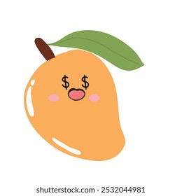 cry face mango character design emoticon