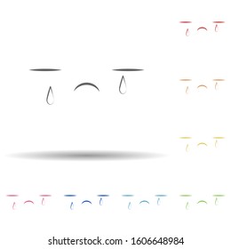 To cry face in multi color style icon. Simple thin line, outline vector of smile icons for ui and ux, website or mobile application