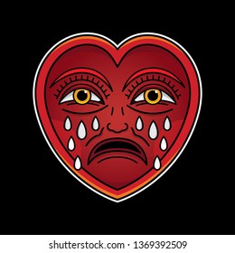 cry heart tattoo, vector EPS 10