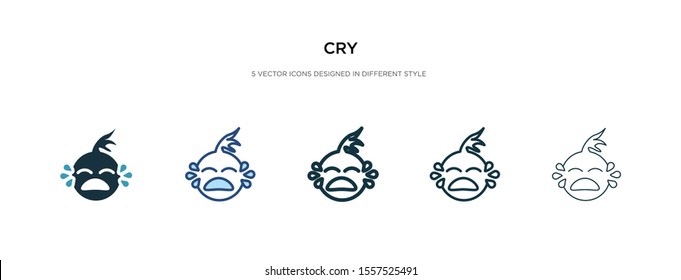 cry icon in different style vector illustration. two colored and black cry vector icons designed in filled, outline, line and stroke style can be used for web, mobile, ui