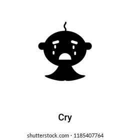 Cry icon vector isolated on white background, logo concept of Cry sign on transparent background, filled black symbol
