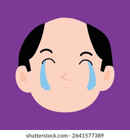 Cry, laugh expressions of bald men cartoon illustrations. 