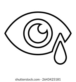 cry line icon design. cry thin black outline symbol vector illustration. editable stroke icon on transparent background.