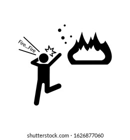 Cry, man, fire icon. Simple pictogram of human and fire icons for ui and ux, website or mobile application