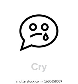 Cry message chat icon. Editable Vector Outline. Single Pictogram for website, mobile application.