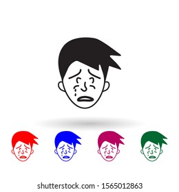 Cry on the face multi color icon. Simple glyph, flat vector of facial expressions icons for ui and ux, website or mobile application