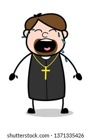 Cry Out Loud - Cartoon Priest Religious Vector Illustration