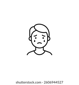  Cry outline icon with white background