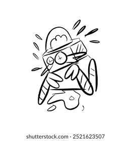 vetor de desenho de mão de desenho de linha de ícone de desenho de robô de choro