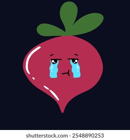 Cry and sad face expression beetroot cartoon