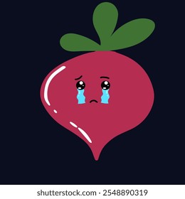 Cry and sad face expression beetroot cartoon