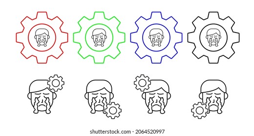 Cry, tear, allergic reaction vector icon in gear set illustration for ui and ux, website or mobile application