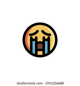Cry Tear Face Emoticon Icon Logo Vector Illustration. Outline Style.
