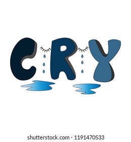 cry with tear vector on white background isolated