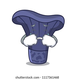 Crying actarius indigo mushroom mascot cartoon