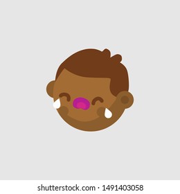 Crying African American Baby Vector Illustration