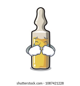Crying ampoule mascot cartoon style