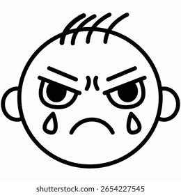 Criança Chorando Irritada com Lágrimas Correndo por Uma Face Vermelha