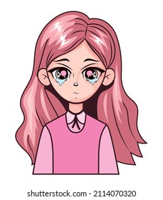crying anime girl illustration in uniform