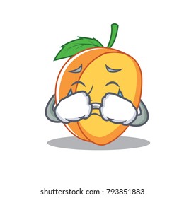 Crying apricot mascot cartoon style