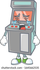 Un estilo de diseño de mascotas con máquina de juegos de arcade llorando