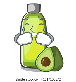Crying avocado oil in the bottol cartoons vector illustration