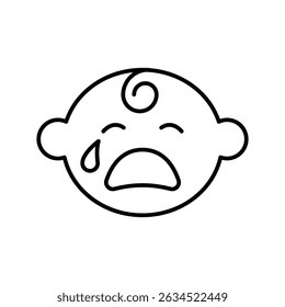 Ícone de linha de bebê chorando, sinal de contorno, pictograma de estilo linear isolado. Símbolo, ilustração de logotipo.