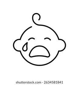 Ícone de linha de bebê chorando, sinal de contorno, pictograma de estilo linear isolado. Símbolo, ilustração de logotipo.