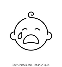 Crying baby boy line icon, outline sign, linear style pictogram isolated. Symbol, logo illustration.