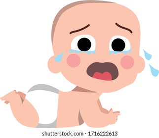 Crying baby in a diaper