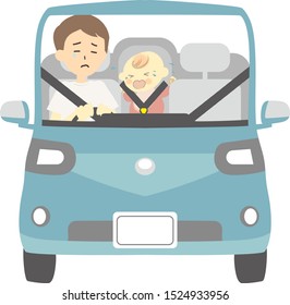 Crying Baby And Driving Dad