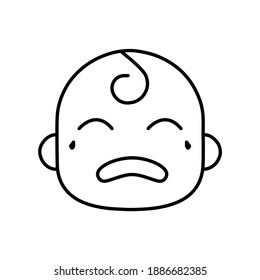 Crying Baby face emotion line icon