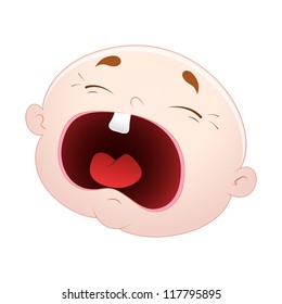 Crying Baby Face Vector