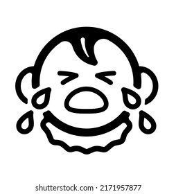 Crying baby face vector icon illustration