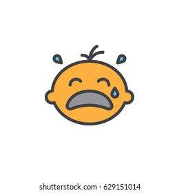 Crying baby filled outline icon, line vector sign, linear colorful pictogram. Symbol, logo illustration. Pixel perfect