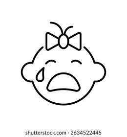 Ícone de linha de bebê chorando, sinal de contorno, pictograma de estilo linear isolado. Símbolo, ilustração de logotipo.