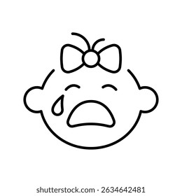 Ícone de linha de bebê chorando, sinal de contorno, pictograma de estilo linear isolado. Símbolo, ilustração de logotipo.