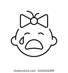 Ícone de linha de bebê chorando, sinal de contorno, pictograma de estilo linear isolado. Símbolo, ilustração de logotipo.