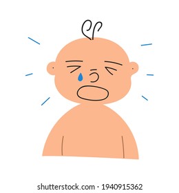 Crying baby. Hand drawn vector illustration on white background. 