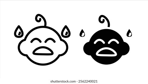 Crying baby Icon collection in filled and stroke style.