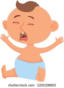 Crying baby icon. Sad little toddler character