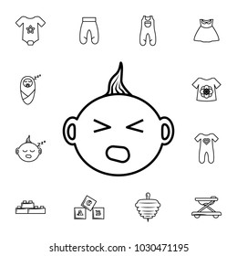 Crying Baby icon. Set of baby element. Premium quality graphic design. Signs, outline symbols collection, simple thin line icon for websites,  on white background