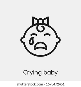 crying baby icon vector. Linear style sign for mobile concept and web design. crying baby symbol illustration. Pixel vector graphics - Vector.