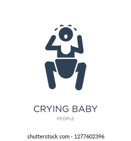 crying baby icon vector on white background, crying baby trendy filled icons from People collection, crying baby vector illustration