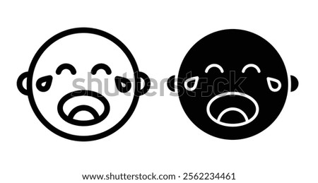 Crying baby Icons pack in outlined and flat versions