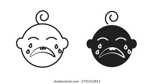 Iconos de bebé llorando. Vector icono lineal aislado sobre fondo blanco.