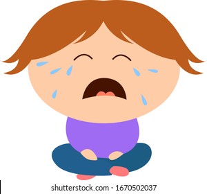 Crying baby, illustration, vector on white background.