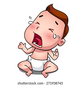 Crying baby isolate on white.