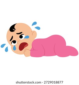 Bebé llorando expresión triste Ilustración vectorial de color plano