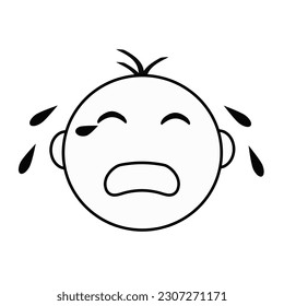 Crying baby with tears icon. Vector crying baby sign, symbol for web and mobile